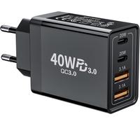 Iphone Charger, 40w 4-Port Usb C Charger, Usbc Plug Multiple Fast Charger, Dual Type C Adapter+Qc Usb Ac Adapter For Iphone 16 15 14 13 12 11 Pro Max X Xs Xr 8, Ipad, Samsung Galaxy