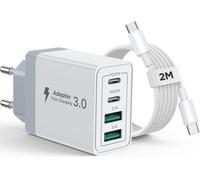 Iphone Charger, 40w 4 Port Usb C Fast Charger Multiple Usbc Plug With 2m Usb C Cable For Iphone 16 15 Pro Max Plus 16th Ipad, Samsung, Ac Adapter Type C With 60w Cable C To C