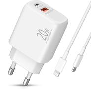 Iphone Charger With Lightning Cable 2m, Usb C 20w Plug, 2 Port Ac Adapter With Pd/Qc3.0, Fast Charger Compatible With Iphone 14/13/12/11/Pro/Max/Mini/Se 2020/Xr/Xs/X/8/Plus