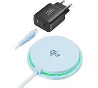 Iphone Induction Charger, Light Blue, 15w Fast Charger Qi2 Certified Magsafe Compatible, Wireless Charger For Iphone 16 Pro 15 14 13 12 Plus, With Usb-C Cable And Adapter Included