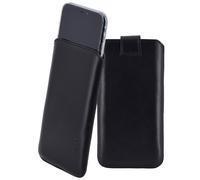 IPHONE XR Étui Cuir Véritable Portable de Protection en Noir + Silicone