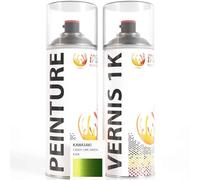 ipixline Kit Retouche Peinture Carénage Moto - Bombe Aérosol Peinture 400 ml, Vernis Brillant 1k 400 ml - Compatible avec Kawasaki - Candy Lime Green K24A