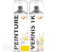 ipixline Kit Retouche Peinture Carénage Moto - Bombe Aérosol Peinture 400 ml, Vernis Brillant 1k 400 ml - Compatible avec Suzuki - Mb Champion Yellow No 2 YU1