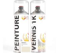 ipixline Kit Retouche Peinture Carrosserie Voiture - Bombe Aérosol Peinture Auto 400 ml, Vernis Brillant 1k 400 ml - Compatible avec Renault - Blanc Blanco 319