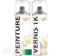 ipixline Kit Retouche Peinture Carrosserie Voiture - Bombe Aérosol Peinture Auto 400 ml, Vernis Brillant 1k 400 ml - Compatible avec Renault - Vert Alien DNR
