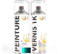 ipixline Kit Retouche Peinture Carrosserie Voiture - Bombe Aérosol Peinture Auto 400 ml, Vernis Brillant 1k 400 ml - Compatible avec Peugeot - Vert Watteau KQS