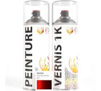 ipixline Kit Retouche Peinture Carrosserie Voiture - Bombe Aérosol Peinture Auto 400 ml, Vernis Brillant 1k 400 ml - Compatible avec Mazda - Soul Red Crystal 46V