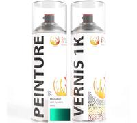 ipixline Kit Retouche Peinture Carrosserie Voiture - Bombe Aérosol Peinture Auto 400 ml, Vernis Brillant 1k 400 ml - Compatible avec Peugeot - Vert Fluorite M0SS