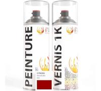 ipixline Kit Retouche Peinture Carrosserie Voiture - Bombe Aérosol Peinture Auto 400 ml, Vernis Brillant 1k 400 ml - Compatible avec Citroen - Passion Red KVD
