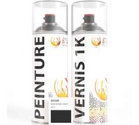 ipixline Kit Retouche Peinture Carrosserie Voiture - Bombe Aérosol Peinture Auto 400 ml, Vernis Brillant 1k 400 ml - Compatible avec Aixam - Noir Satine Cross A411
