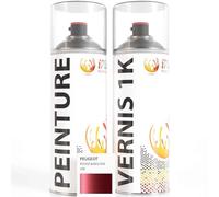ipixline Kit Retouche Peinture Carrosserie Voiture - Bombe Aérosol Peinture Auto 400 ml, Vernis Brillant 1k 400 ml - Compatible avec Peugeot - Rouge Babylone LKR