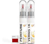 ipixline Kit Retouche Peinture Carrosserie Voiture - Stylo Correcteur Peinture Auto 30 ml, Vernis Brillant 1k 30 ml - Compatible avec Renault - Rouge Toro NNF