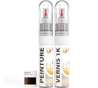 ipixline Kit Retouche Peinture Carrosserie Voiture - Stylo Correcteur Peinture Auto 30 ml, Vernis Brillant 1k 30 ml - Compatible avec Renault - Marron Glace D17