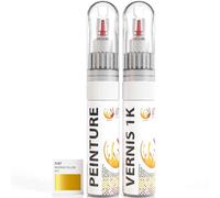 ipixline Kit Retouche Peinture Carrosserie Voiture - Stylo Correcteur Peinture Auto 30 ml, Vernis Brillant 1k 30 ml - Compatible avec Fiat - Modena Yellow PYT