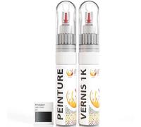 ipixline Kit Retouche Peinture Carrosserie Voiture - Stylo Correcteur Peinture Auto 30 ml, Vernis Brillant 1k 30 ml - Compatible avec Peugeot - Gris Titane KKJ