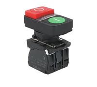 IPKAAAAD 1Pcs XB5 Illuminated 1Flat 1High Push Double Key Button Momentary Switch Voltage 220V 24V Start Stop Reset with Lamp 22mm 1NO1NC(2,110V)