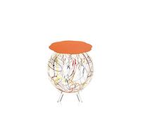 iPLEX - Boollino Table basse en plexi-glass Structure sphérique 46 x 40 x 40 cm avec étagère orange, motif fleur artistique coloré
