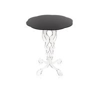 iPLEX - Table basse design Arabesco en plexi-glass PMMA transparent, plateau noir découpé au laser, dimensions 60 x 50 x 50 cm