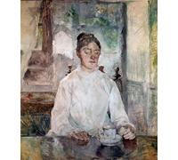 IPLUPJDY Art Mural en Toile Impression Tableaux La mère de l'artiste, la comtesse Adèle de Toulouse Lautrec prenant son petit déjeuner par Henri de Toulouse Lautrec Pour la Décoration Murale 60x90cm