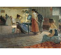 IPLUPJDY Impressions d'Art Image sur Toile les prostituées des toilettes du matin d'un bordel à Florence se préparent par Telemaco Signorini Pour les Décorations pour la Maison 60x90cm