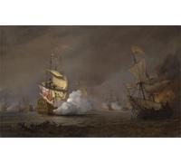 IPLUPJDY Peinture Poster Abstraite Tableau Mural Peinture sur Toile Bataille navale des guerres anglo-néerlandaises par Willem Van De Velde le Jeune Pour les Décorations pour la Maison 60x90cm