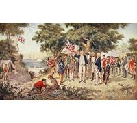 IPLUPJDY Peinture Poster Abstraite Tableau Mural Peinture sur Toile Capitaine Cook prenant possession de la Nouvelle-Galles du Sud par Gilfillan Pour les Décorations pour la Maison 60x90cm