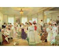 IPLUPJDY Peinture Poster Abstraite Tableau Mural Peinture sur Toile Cinq heures chez Couturier Paquin par Henri Gervex Art Mural en Toile Pour les Décorations pour la Maison 60x90cm