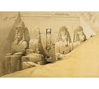 IPLUPJDY Peinture Poster Abstraite Tableau Mural Peinture sur Toile Élévation avant du Grand Temple d'Abou Simbel Nubie' Egypte par Louis Haghe Pour les Décorations pour la Maison 60x90cm