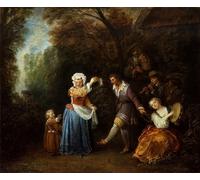 IPLUPJDY Peinture Poster Abstraite Tableau Mural Peinture sur Toile la Danse Country de Jean Antoine Watteau Art Mural en Toile Pour les Décorations pour la Maison 60x90cm