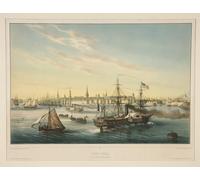 IPLUPJDY Peinture Poster Abstraite Tableau Mural Peinture sur Toile New-york Arrivée Du Paquebot Transatlantique par Louis Le Breton Art Mural en Toile Pour les Décorations pour la Maison 60x90cm