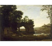 IPLUPJDY Peinture Poster Abstraite Tableau Mural Peinture sur Toile Paysage avec une arche rocheuse et une rivière par Claude Lorrain Art Mural en Toile Pour les Décorations pour la Maison 60x90cm