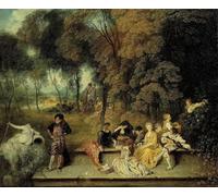 IPLUPJDY Peinture Poster Abstraite Tableau Mural Peinture sur Toile Plaisirs d'Amoura de Jean Antoine Watteau Art Mural en Toile Pour les Décorations pour la Maison 60x90cm