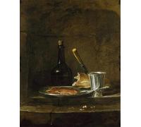 IPLUPJDY Peinture Poster Abstraite Tableau Mural Peinture sur Toile Préparer le petit déjeuner ou le gobelet d'argent avant par Jean Baptiste Simeon Chardin Pour les Décorations pour la Maison 60x90cm