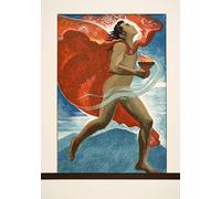 IPLUPJDY Peinture Poster Abstraite Tableau Mural Peinture sur Toile Prométhée courant avec le feu de Prométhée enchaîné par François Louis Schmied Pour les Décorations pour la Maison 60x90cm