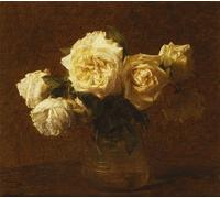IPLUPJDY Peinture Poster Abstraite Tableau Mural Peinture sur Toile Six roses jaunes dans un vase par Ignace Henri Jean Fantin Latour Art Mural en Toile Pour les Décorations pour la Maison 60x90cm
