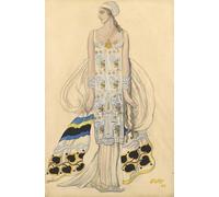 IPLUPJDY Peinture Poster Abstraite Tableau Mural Peinture sur Toile Tableau sur toile pour Ida Rubinstein dans le Ballet Phèdre par Leon Bakst Pour les Décorations pour la Maison 60x90cm