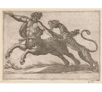 IPLUPJDY Peinture Poster Abstraite Tableau Mural Peinture sur Toile un tigre combattant un centaure d'Antonio Tempesta Art Mural en Toile Pour les Décorations pour la Maison 60x90cm