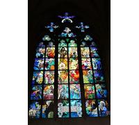 IPLUPJDY Peinture Poster Abstraite Tableau Mural Peinture sur Toile Vitrail de la cathédrale Saint Guy de Prague par Alphonse Maria Mucha Pour les Décorations pour la Maison 60x90cm