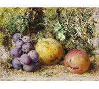 IPLUPJDY Peinture Poster Art Mural en Toile Impression Tableaux Coingraisins noirs et Newtown Pippin par William Henry Hunt Peinture Affiche Pour la Décoration Murale 60x90cm