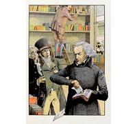 IPLUPJDY Peinture Poster Art Mural en Toile Impression Tableaux dans une librairie Theophile Malo Corret De La Tour D'auvergne Dischore un livre sur sa vie Pour la Décoration Murale 60x90cm