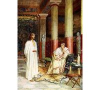 IPLUPJDY Peinture Poster Art Mural en Toile Impression Tableaux Jésus se tient devant la Bible de Pilate par William Brassey Hole Peinture Affiche Pour la Décoration Murale 60x90cm
