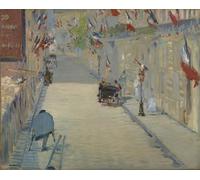 IPLUPJDY Peinture Poster Art Mural en Toile Impression Tableaux la rue Monsierdrapeaux d'Edouard Manet Peinture Affiche Pour la Décoration Murale 60x90cm
