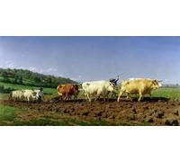 IPLUPJDY Peinture Poster Art Mural en Toile Impression Tableaux Labours en Nivernais de Rosa Bonheur Peinture Affiche Pour la Décoration Murale 60x90cm