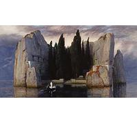 IPLUPJDY Peinture Poster Art Mural en Toile Impression Tableaux l'île morte d'Arnold Böcklin Tableaux Moderne Pour la Décoration Murale 60x90cm