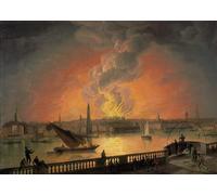 IPLUPJDY Peinture Poster Art Mural en Toile Impression Tableaux l'incendie du théâtre Drury Lane depuis Westminster Bridgec par Luny Peinture Affiche Pour la Décoration Murale 60x90cm