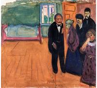 IPLUPJDY Peinture Poster Art Mural en Toile Impression Tableaux L'Odeur de la mort d'Edvard Munch Peinture Affiche Pour la Décoration Murale 60x90cm