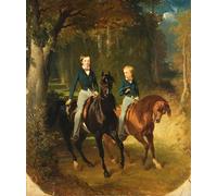 IPLUPJDY Peinture Poster Art Mural en Toile Impression Tableaux Louis-D Orléans Comte De Paris et son frère par Alfred Dedreux ou De Dreux Peinture Affiche Pour la Décoration Murale 60x90cm