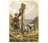 IPLUPJDY Peinture Poster Art Mural en Toile Impression Tableaux Robinson Crusoé érige un poteau sur le rivage par Alexander Lydon Peinture Affiche Pour la Décoration Murale 60x90cm