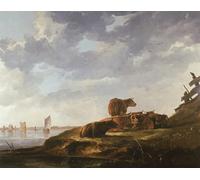 IPLUPJDY Peinture Poster Art Mural en Toile Impression Tableaux Sept animaux par Aelbert Cuyp Peinture Affiche Pour la Décoration Murale 60x90cm