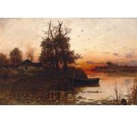 IPLUPJDY Peinture Poster Art Mural en Toile Impression Tableaux Silence du soir de Juli Julievich Klever Peinture Affiche Pour la Décoration Murale 60x90cm